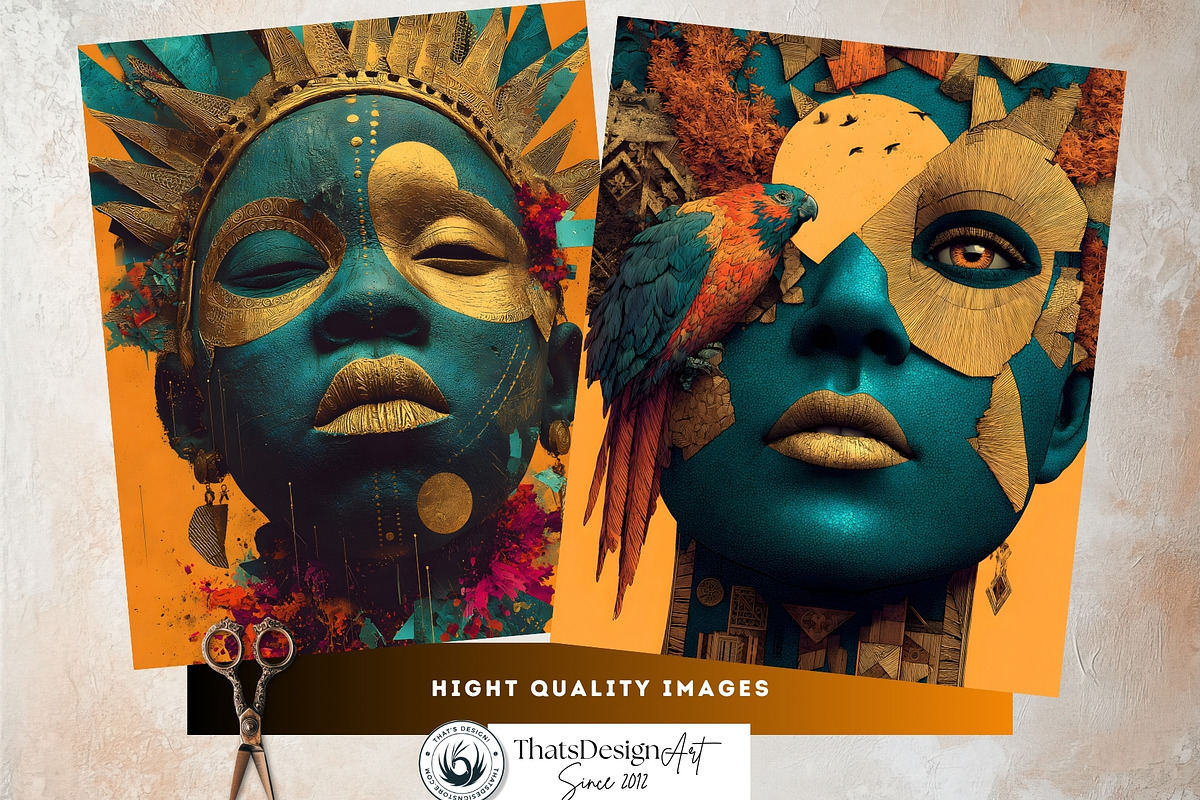 Afro Surreal Printable Digital Paper, a Decorative Illustration by ThatsDesignArt (Photo 10 of 16)