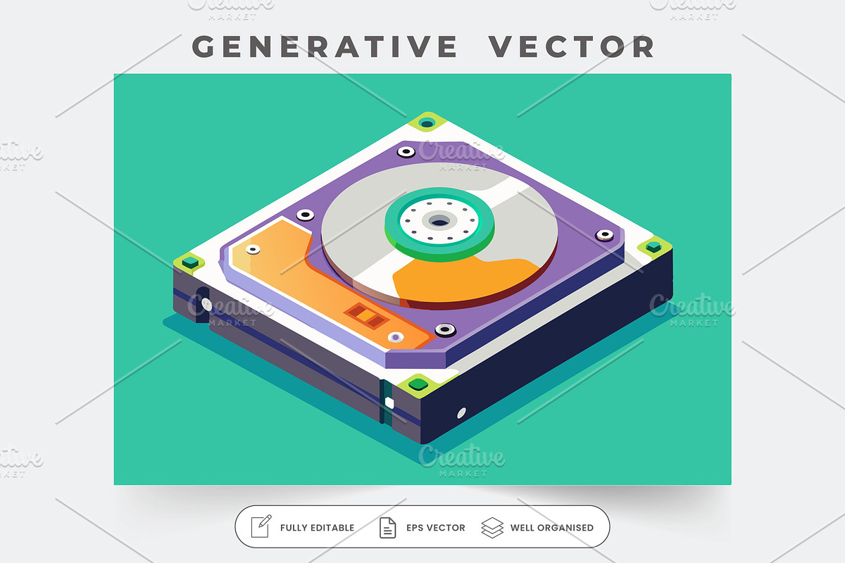 A customizable hard drive illustrati, a Graphic by Iftikhar Alam