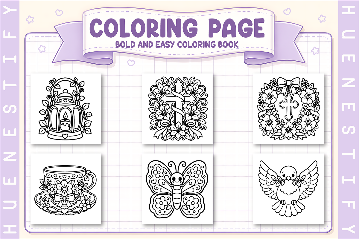 Christian Bold & Easy Coloring Book, a Decorative Illustration by HueNestify (Photo 2 of 4)