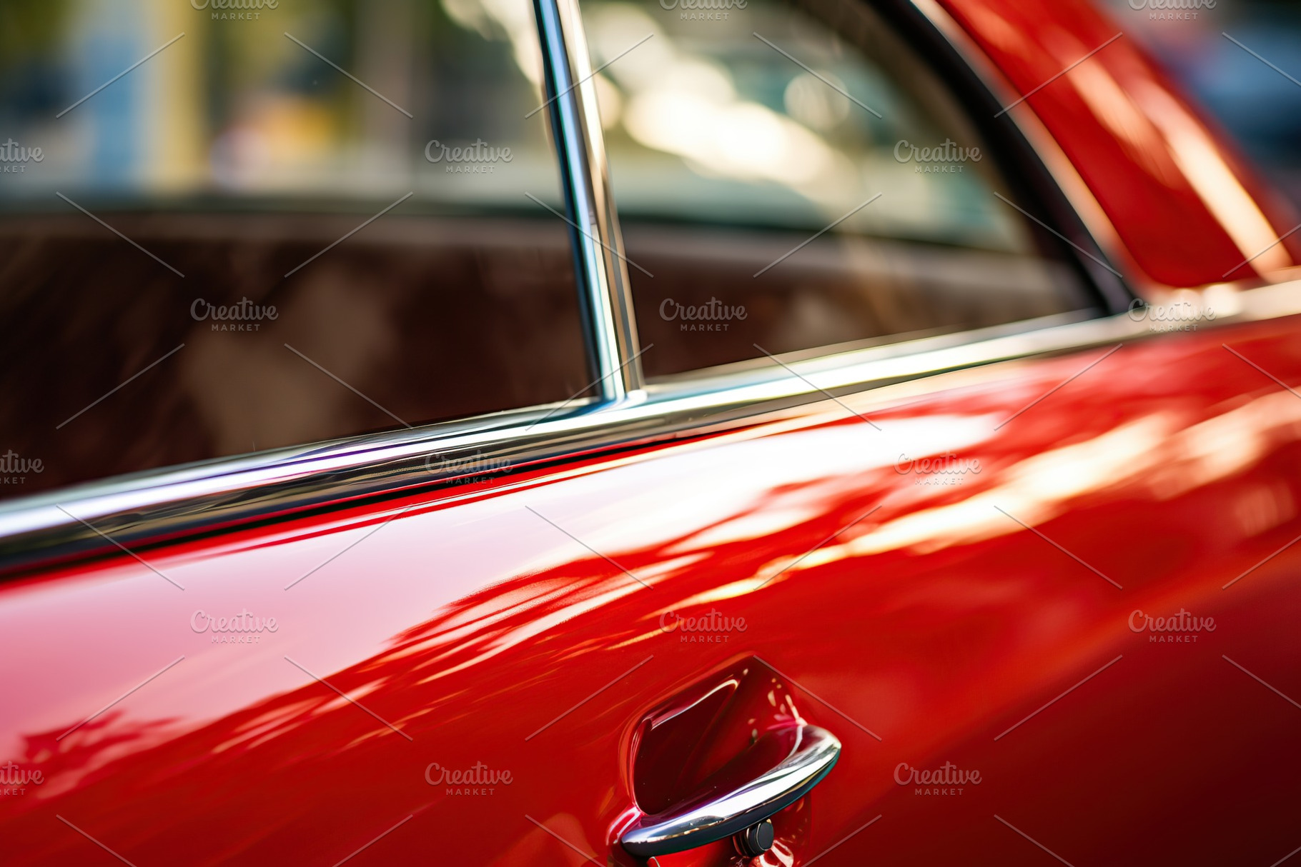 Closeup photo of a new red modern car, a Transportation Photo by AlyaAnd