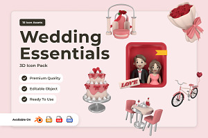 Romantic Wedding 3D Icons