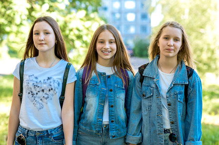 Three girl friends girl schoolgirl containing three, child, and teenager