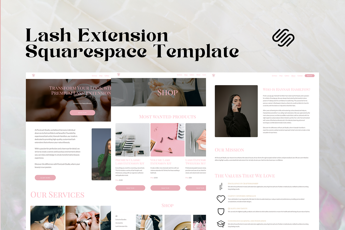 PureLash Studio Squarespace Template, a Squarespace Template by Lumina Alchemy (Photo 3 of 7)