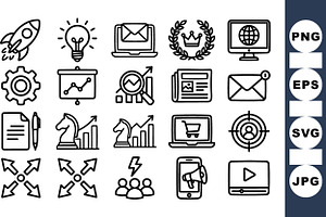 Business Strategy Icon Set, an Illustration by designvectx