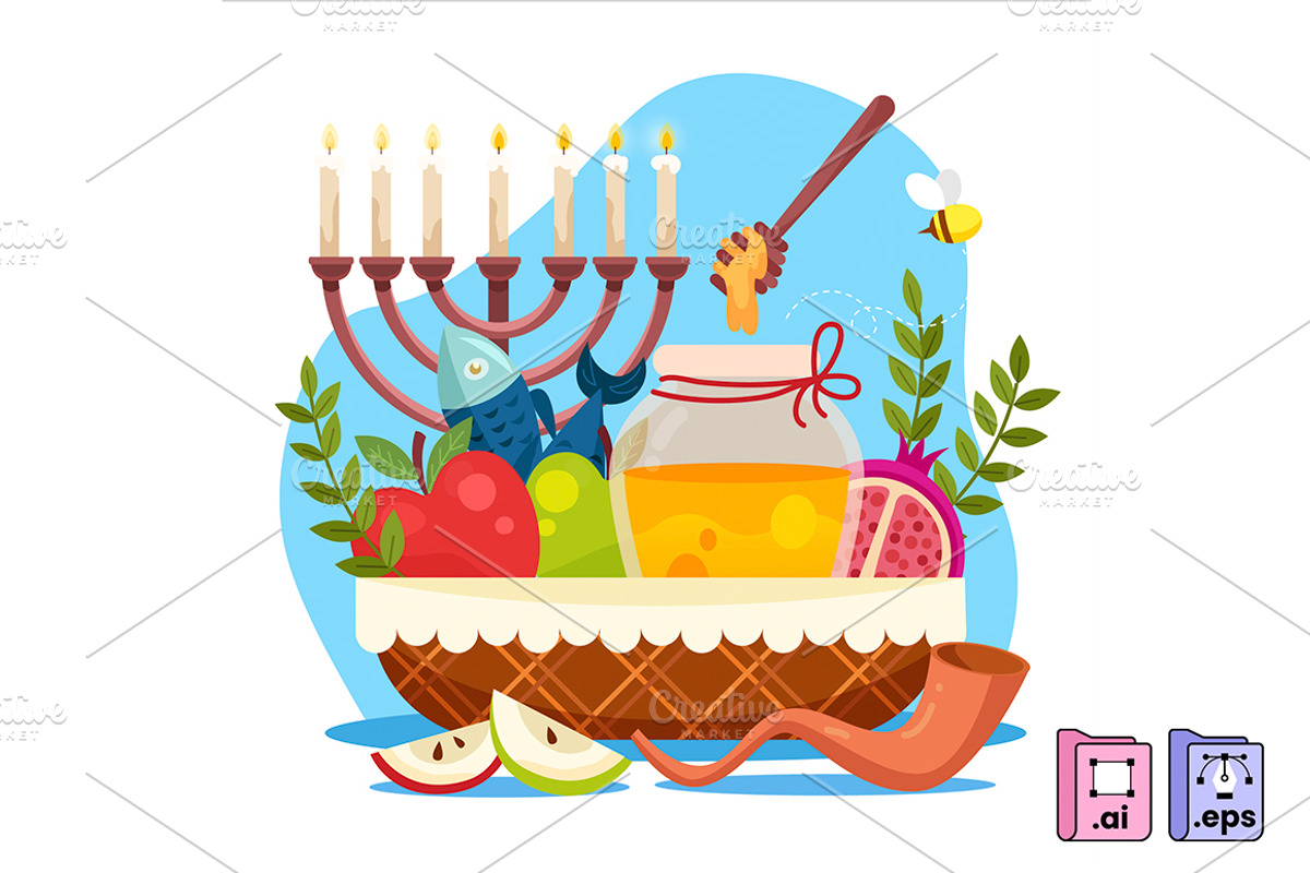 Hand Drawn Rosh Hashanah, a Seasonal Illustration by MISS CHATZ (Photo 1 of 3)