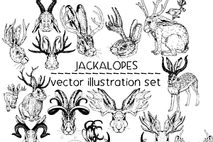 Jackalopes - vector illustration set