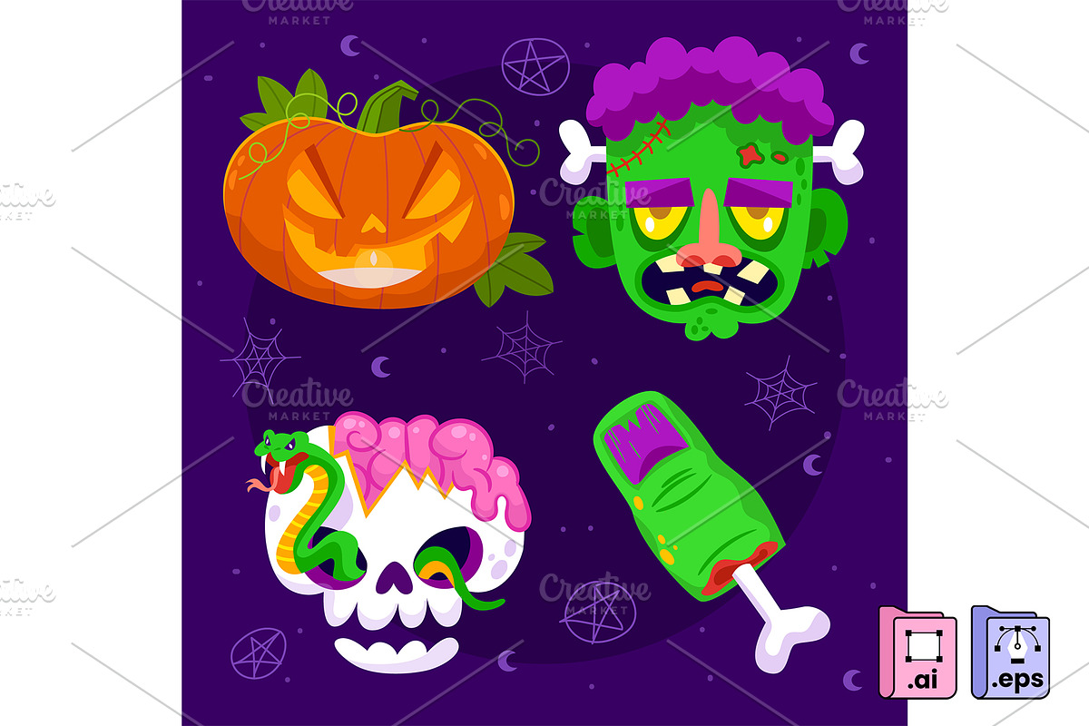Flat Halloween Elements Collection, a Seasonal Illustration by MISS CHATZ (Photo 2 of 3)
