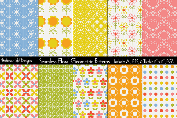 Seamless Floral Geometric Patterns preview 8