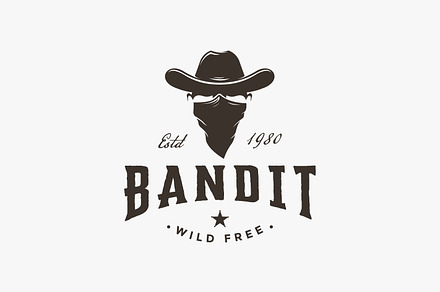 Vintage western head of Bandit logo, a Branding & Logo Template by DOMHOUZE