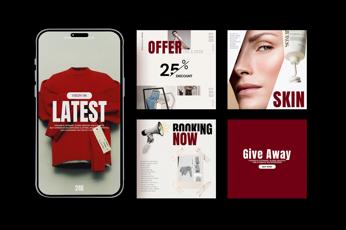 RED / Social Media Templates, a Social Media Template by Studio Industry (Photo 4 of 13)