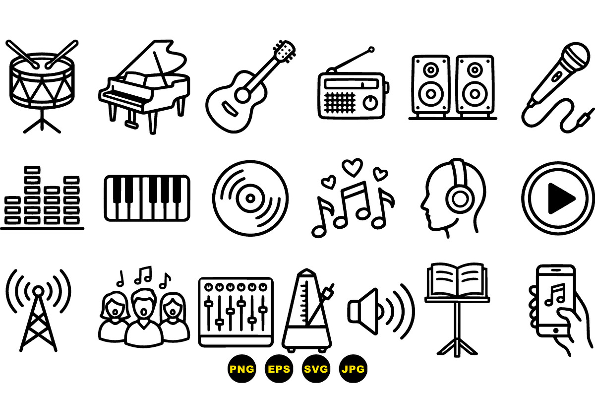 Minimalist Music Icon Set, an Illustration by designvectx (Photo 2 of 3)