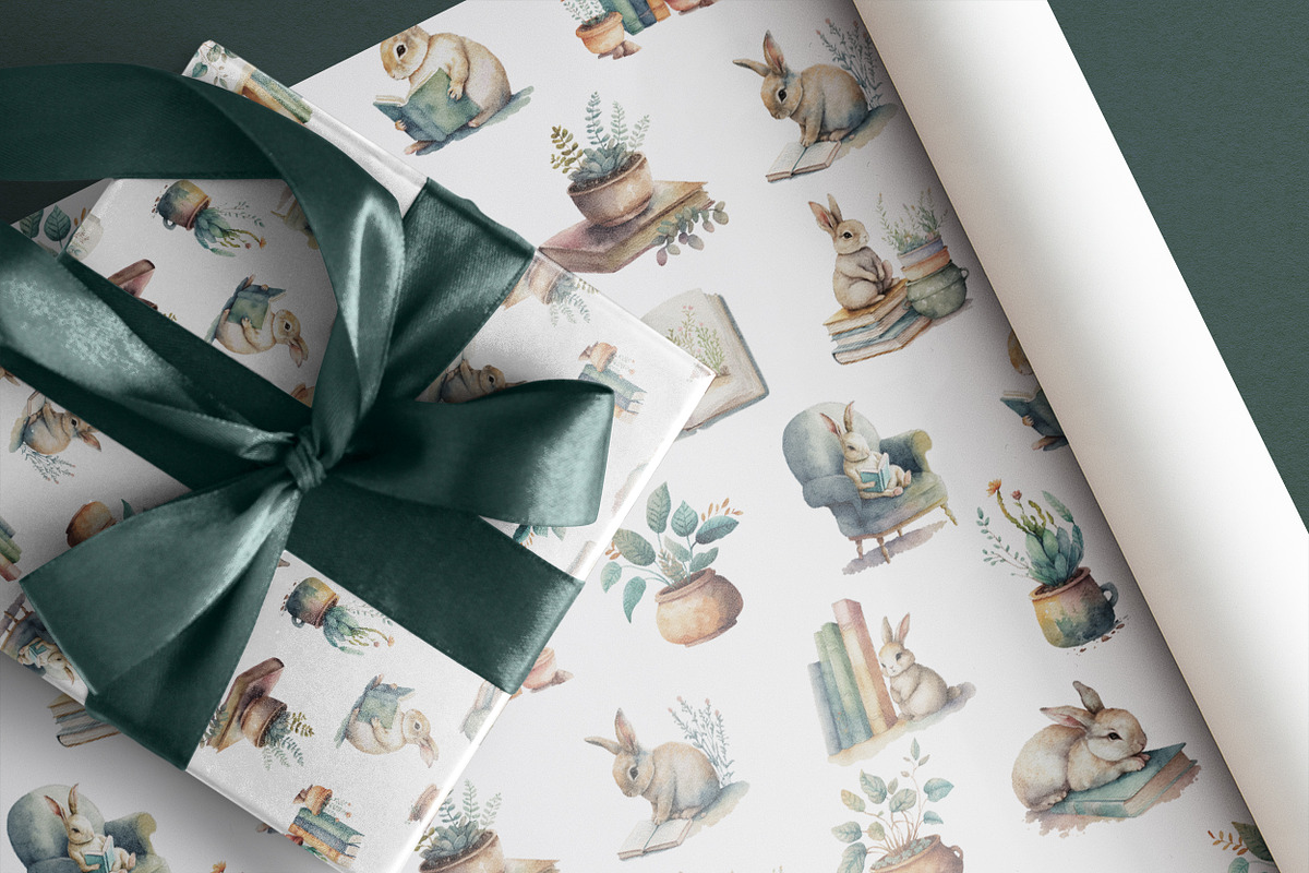 Bunny and Books. Watercolor rabbit, an Animal Illustration by AlineArtStore (Photo 7 of 15)