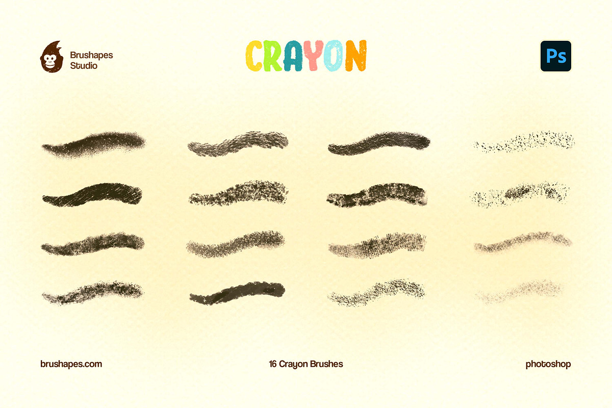 Joyful Crayon Photoshop Brushes, a Brush Add-On by brushapes.com (Photo 8 of 10)