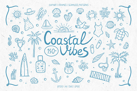 Coastal Vibes Minimal Summer Doodles, an Object Graphic by roskque