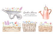 Garden Flowers. Watercolor Cliparts, a Decorative Illustration by Slastick (Thumbnail 3 of 10)