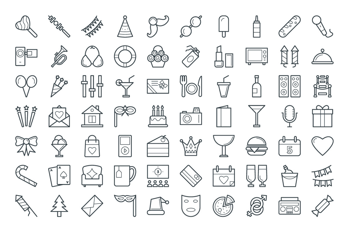 100+ Celebration and Party Icons, an Outline Icon by Vectors Market (Photo 2 of 3)