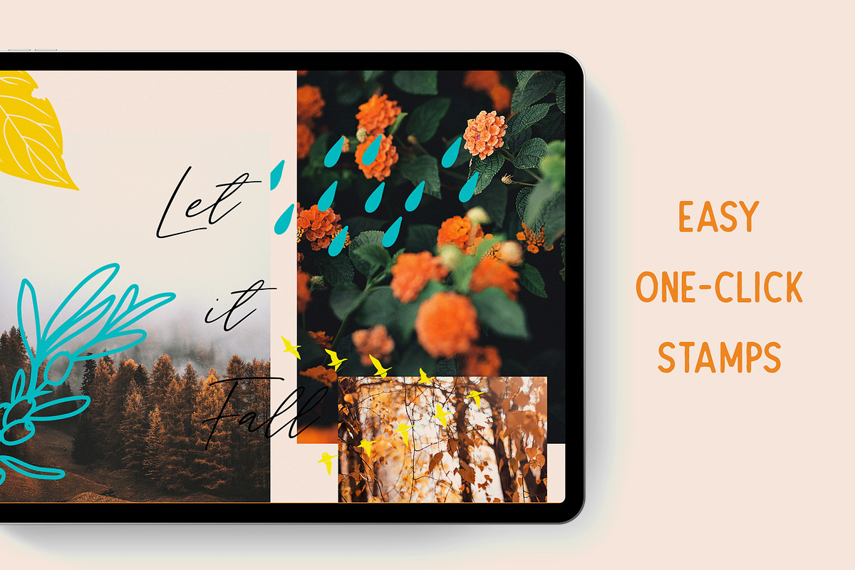 AUTUMN STAMP BRUSHES FOR PROCREATE, a Brush Add-On by seamless team