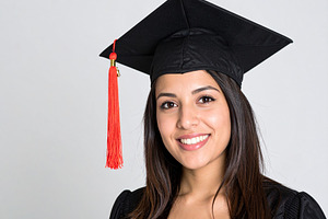 female student with graduation cap AI generated, a Photo by WorldOfPhotos