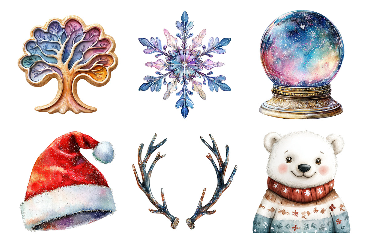Holographic Christmas Clipart PNG, an Illustration by Daily.Designs (Photo 2 of 5)