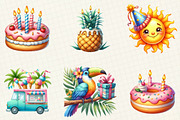 Summer Happy Birthday Clipart, an Illustration by cherrydesign (Thumbnail 4 of 6)