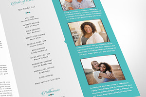 Silver Teal Funeral Program Tabloid