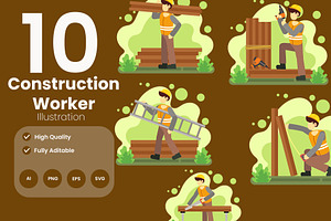 Construction Worker Illustration, an Illustration by baii09