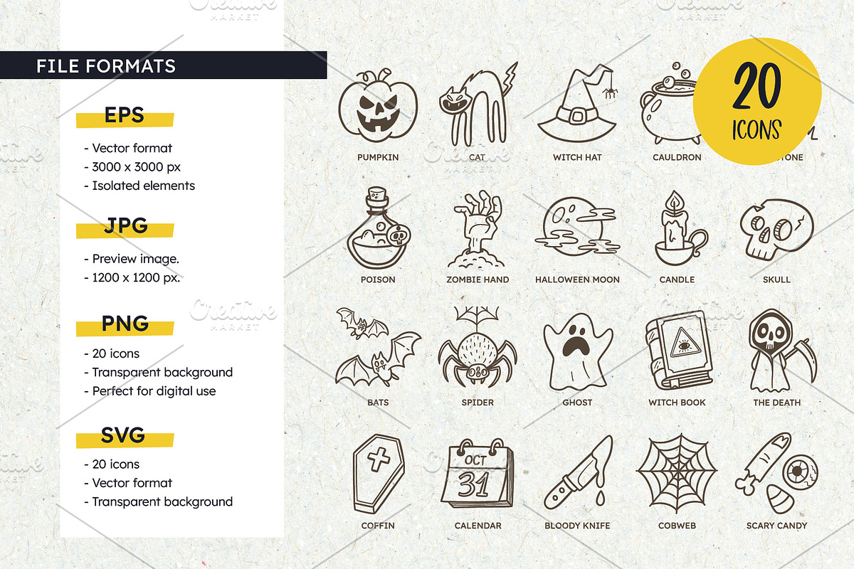 Halloween Icon Set, an Outline Icon by insemar (Photo 3 of 4)