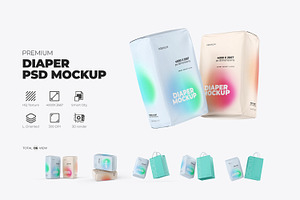 Diaper Packaging PSD Mockup, a Packaging Mockup by Ram Studio LLC