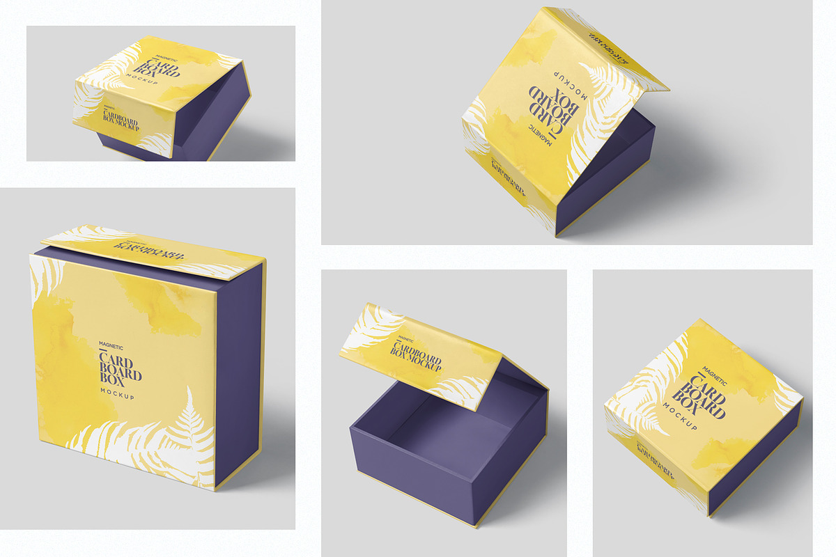 Magnetic Cardboard Box Mockups, a Packaging Mockup by GfxFoundry (Photo 2 of 7)