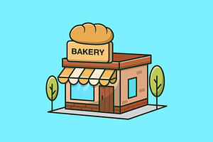 Cartoon Bakery Shop Front Vector, an Object Illustration by Artstorystudio