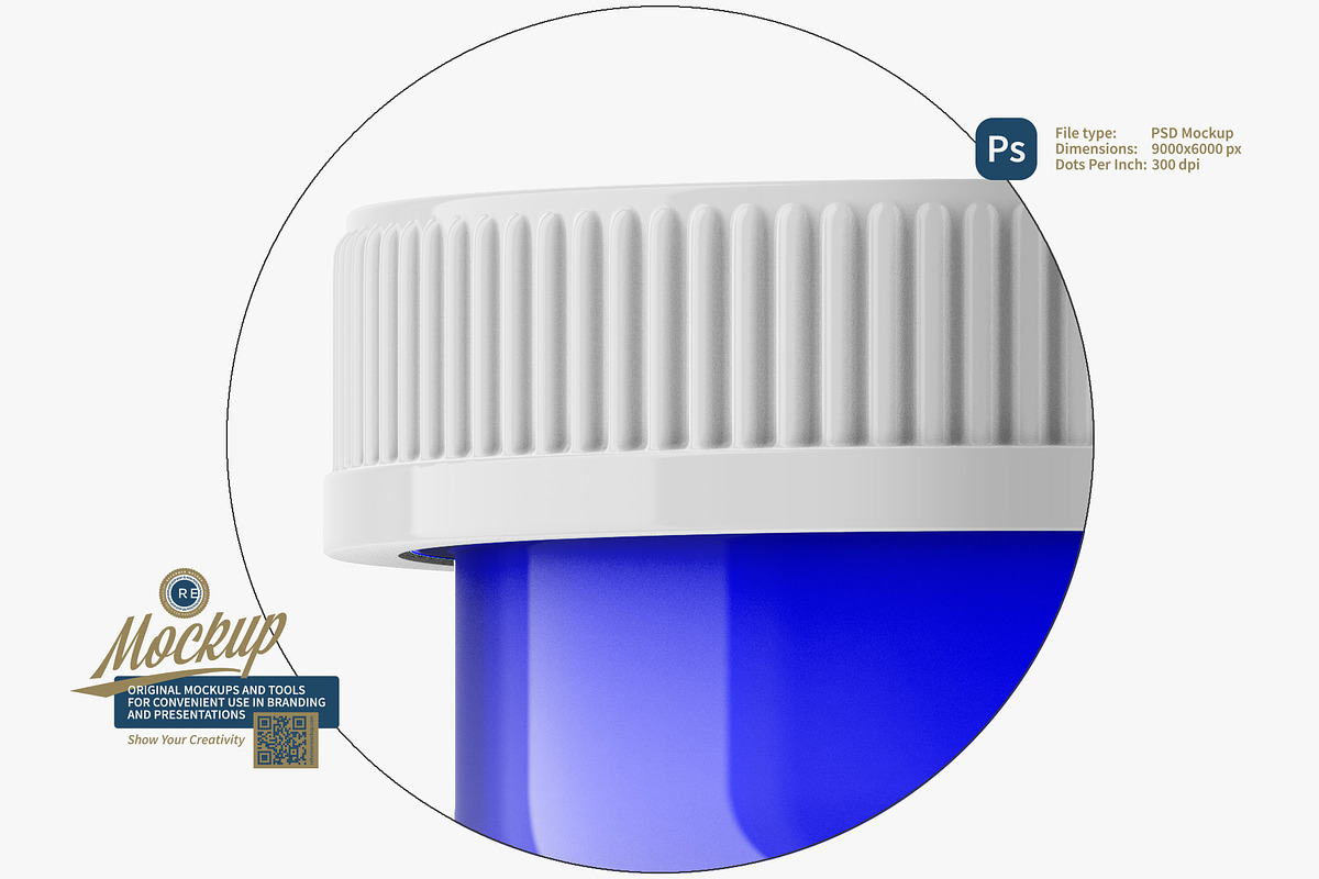Blue Pills Bottle Mockup, a Packaging Mockup by Reformer Mockup (Photo 2 of 6)