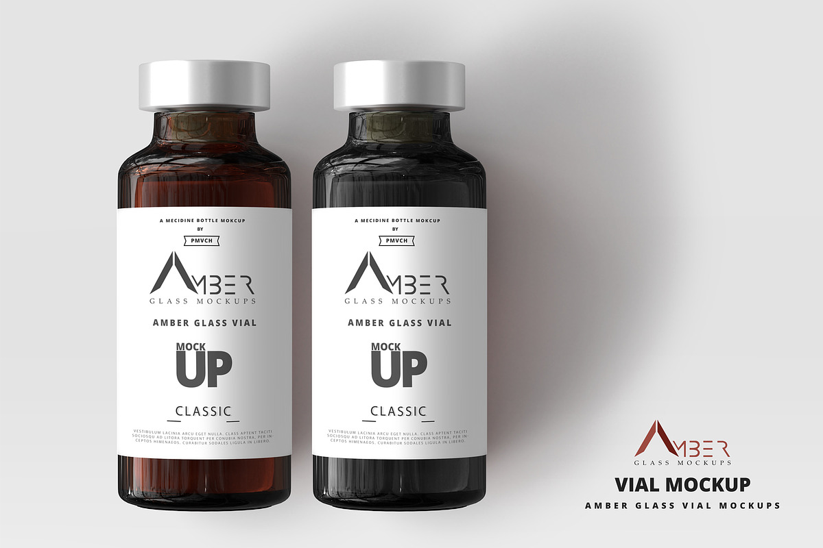 Amber Glass Vial Mockup, a Packaging Mockup by pmvch (Photo 4 of 11)