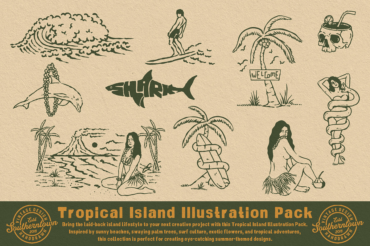 Tropical Island Illustration Pack, an Object Illustration by Southerntown (Photo 4 of 7)