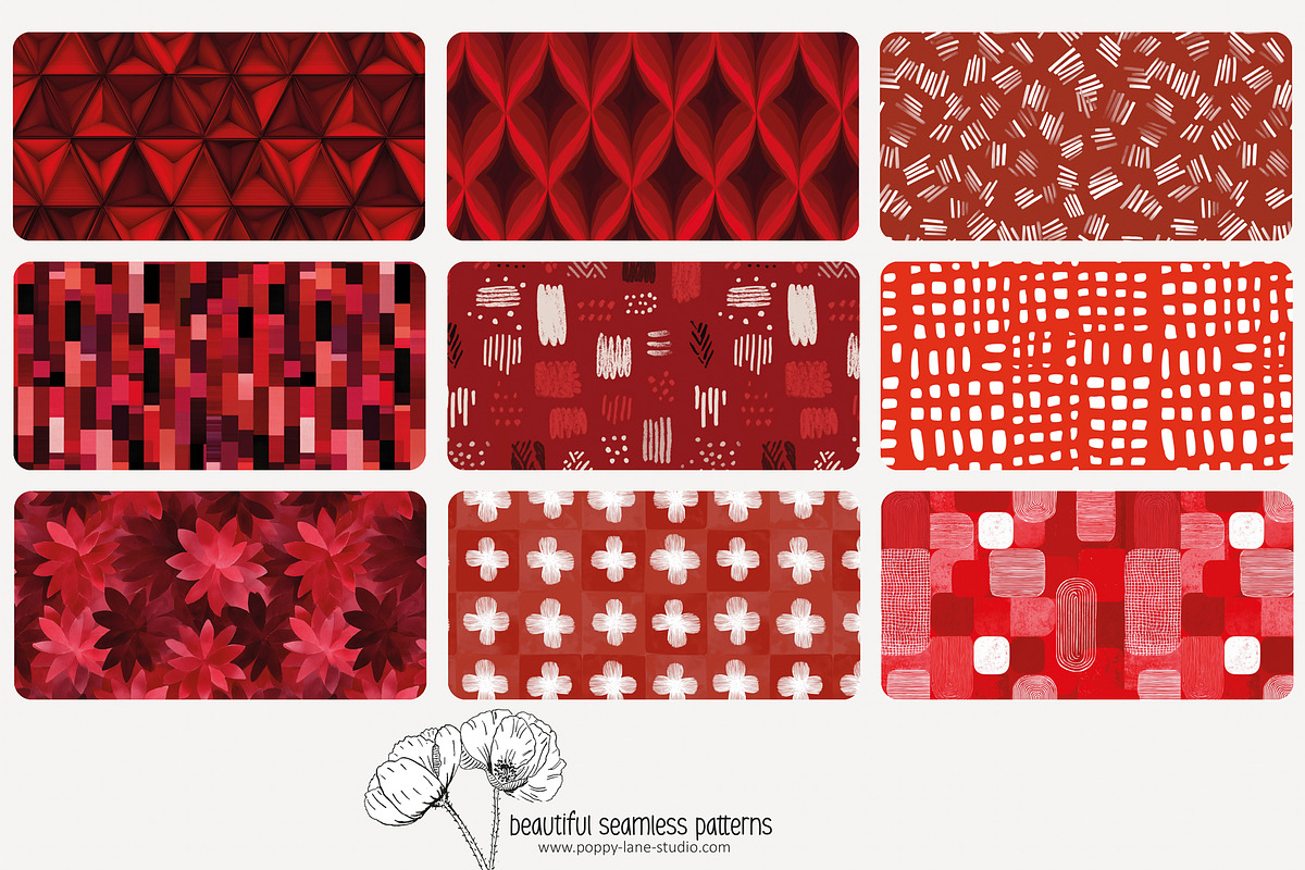 80 red geometric seamless pattern, a Pattern Graphic by Poppy Lane Studio (Photo 10 of 11)