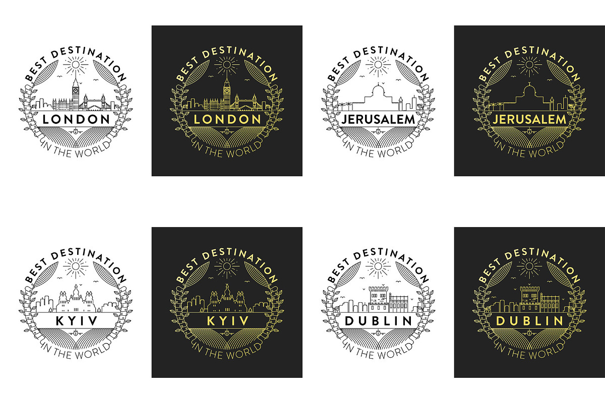 44 Linear City Badges, an Outline Icon by Kursat Unsal (Photo 11 of 25)