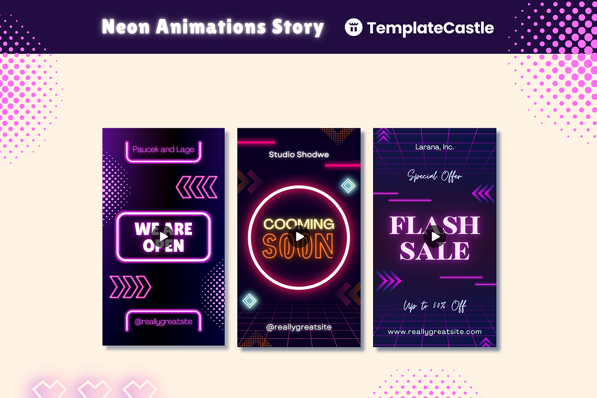Neon Animation Instagram Story, a Templates & Theme by TemplateCastleStore (Photo 1 of 9)
