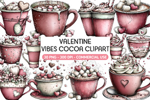 Valentine Vibes Cocoa Clipart, an Illustration by Daily.Designs