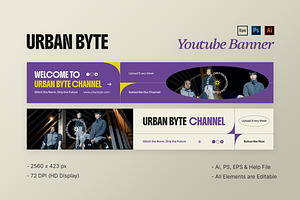 Urban Byte - Youtube Banner, a Social Media Template by StreaksideStd