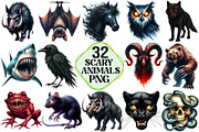 Scary Animals Sublimation PNG, an Illustration by Pixels.Craft (Thumbnail 1 of 7)