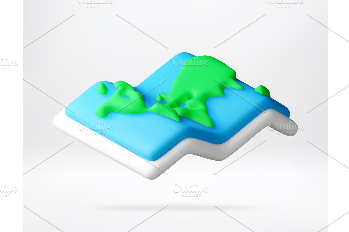 3d world map icon on an abstract, an Illustration by Abscent