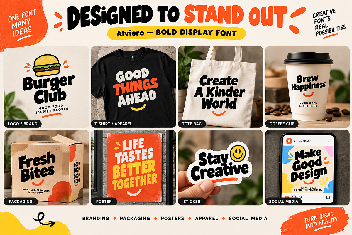 Alviero — Bold Playful Display Font, a Script Font by Wow Magic (Photo 3 of 5)