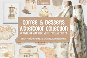Coffee & Dessert Watercolor Pack
