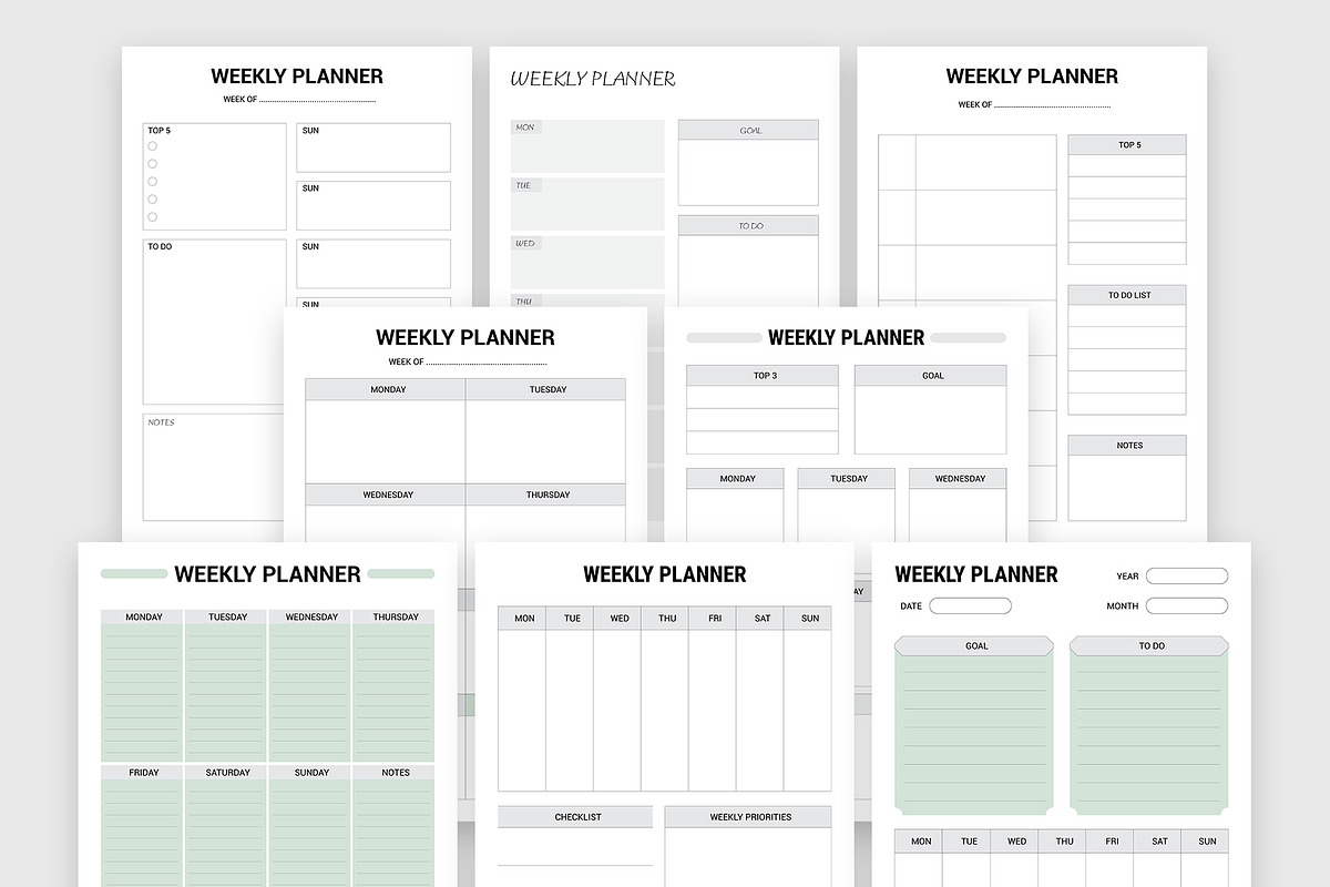 Daily Weekly Monthly Planner Bundle, a Stationery Template by ROJI CREATOR (Photo 6 of 12)