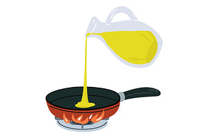 Olive oil from glass bottle is, a Food Illustration by Vectorbuum