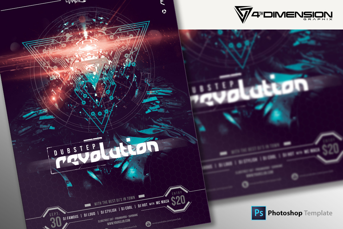 Dubstep Revolution Flyer Template, a Flyer Template by Ravi Rajcoomar (Photo 2 of 3)