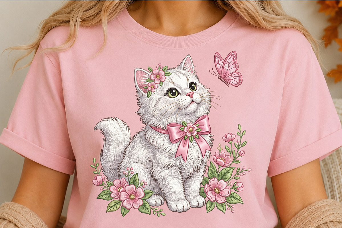 Cute Floral Cat Butterfly PNG, an Object Illustration by DreamCafeArt (Photo 4 of 6)