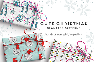Cute Christmas Seamless Patterns