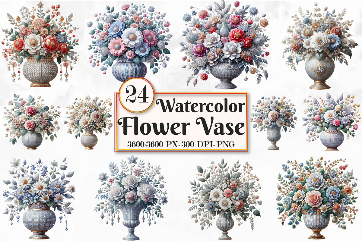 Watercolor Flowers Vase Png Clipart, a Seasonal Illustration by Craft Nest (Photo 1 of 5)