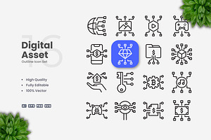 Digital Asset Outline Icons, an Outline Icon by Upnowgraphic