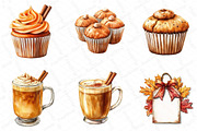 Watercolor Pumpkin Spice Clipart, an Illustration by DreamPrint404 (Thumbnail 3 of 6)
